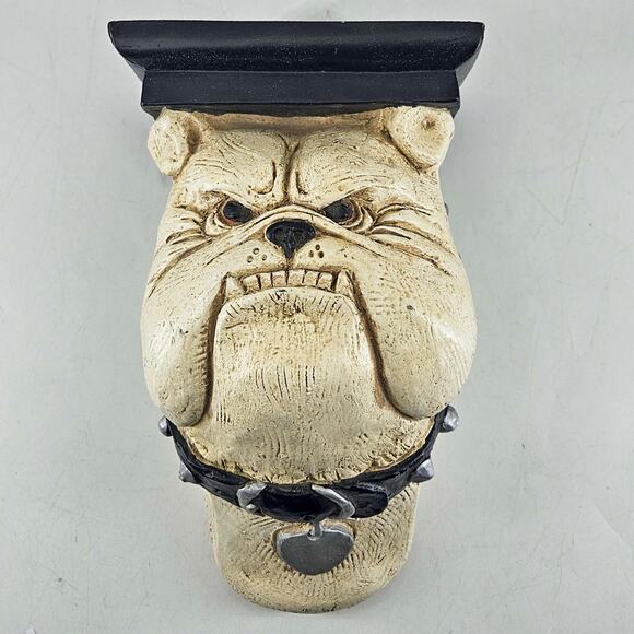 Vintage The Stone Bunny Bulldog Wall Shelf corbell Signed Telle M. Stein 2003